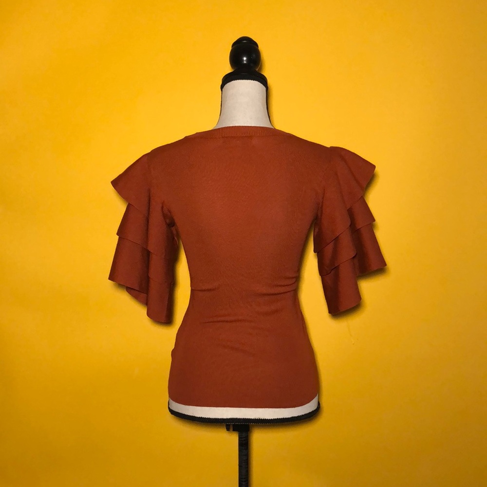 SettleDown  ruffle sleeve knit crew-neck sweater - Picture 3 of 7